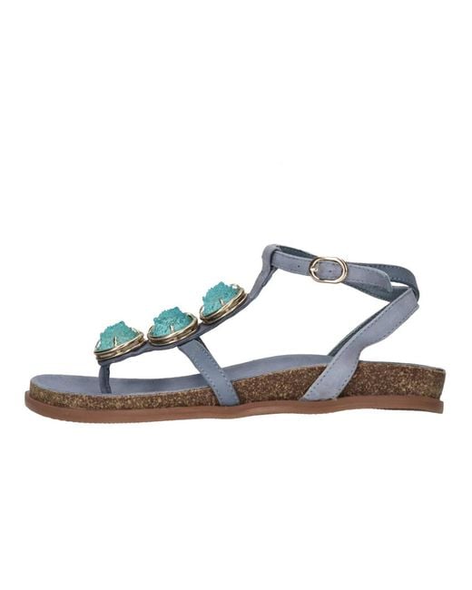 Emanuélle Vee Blue Flat Sandals