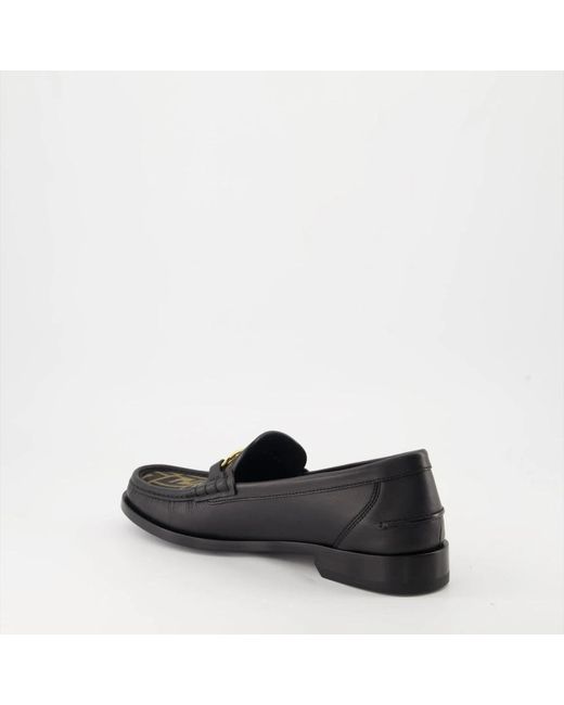 Fendi Leder slip-on loafers mit metall-detail in Black für Herren