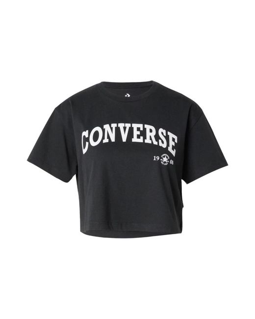 Logo print crop t-shirt Converse de color Black