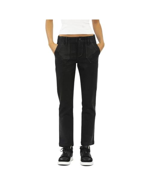 PAIGE Black Straight Trousers
