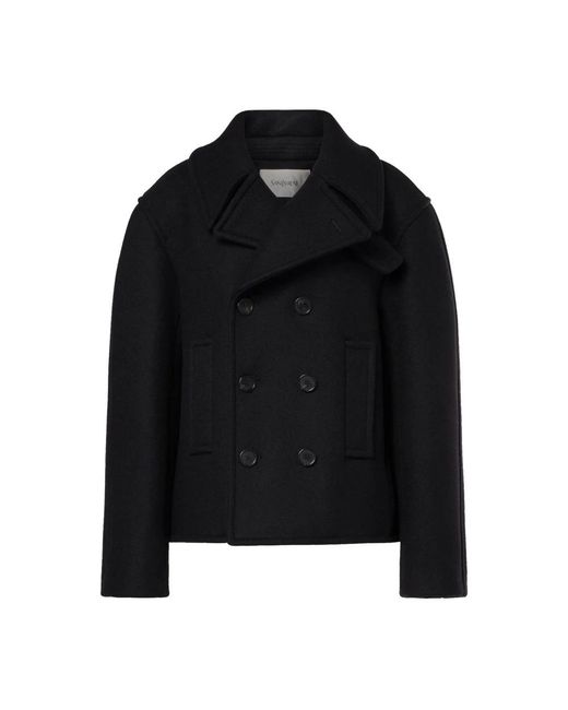 Saint Laurent Jassen ,Zwart ,Wol Oversized Peacoat in het Black