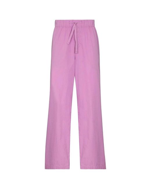 Pantaloni in cotone viola con coulisse di Tekla in Purple
