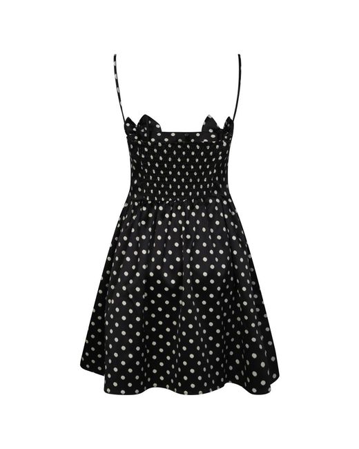 Ganni Black Mini Abito Bretellina Stampa Pois