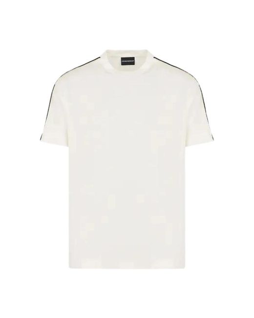 Emporio Armani Logo tape geprägtes t-shirt in White für Herren