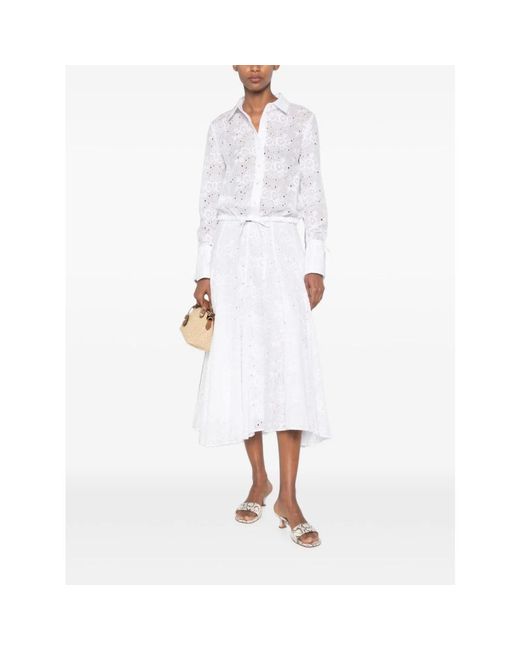 Tory Burch Broderie Anglaise Blouse in het White