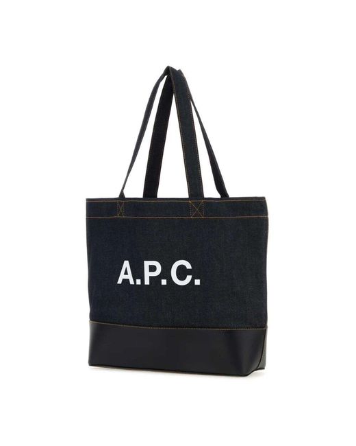 A.P.C. Blau denim und leder axel einkaufstasche,schultertaschen in Black für Herren
