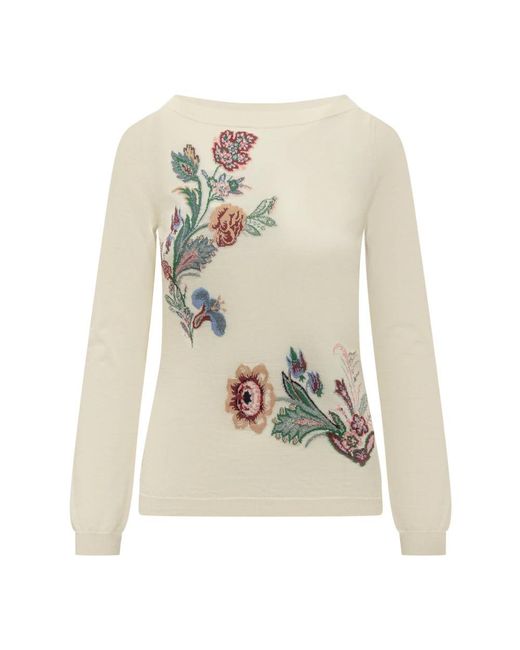 Etro White Round-Neck Knitwear