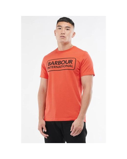 Barbour Tops ,Oranje ,Katoen Essential Large Logo T-Shirt Intense in het Pink voor heren