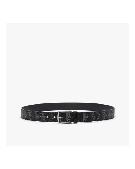 Lacoste Accessoires ,Zwart ,Leer Kerncollectie Monogram Riem Zwart Grijs in het Black