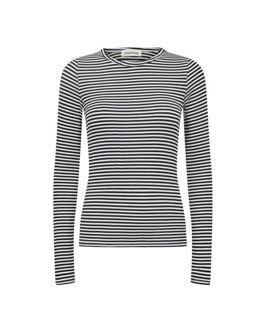 Sofie Schnoor Tops ,Veelkleurig ,Spandex Zwart Gestreepte Lange Mouw Blouse in het Blue
