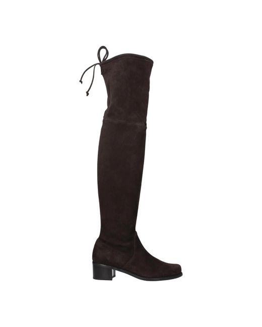 Stuart Weitzman Bruin Leren Over De Knie Laarzen in het Black