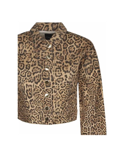 Guess Brown Braune Baumwoll-Twill-Jacke Animalier-Stil