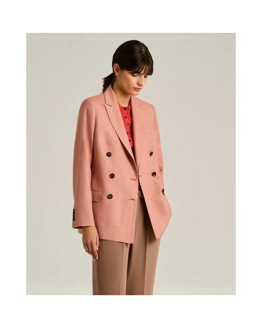 Kiton Double-Breasted Coats in het Pink