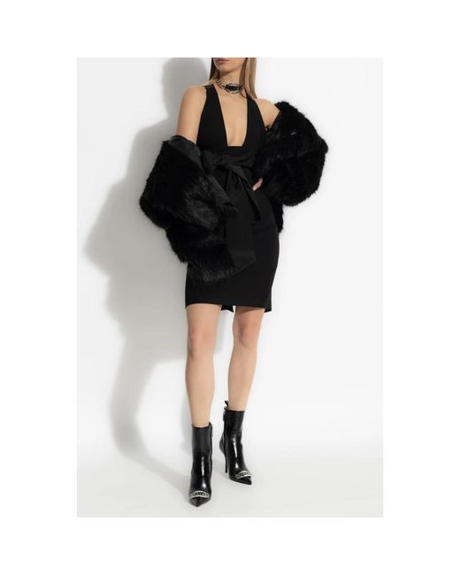 DSquared² Kleedjes ,Zwart ,Polyester Jurk Met Decoratieve Strik in het Black