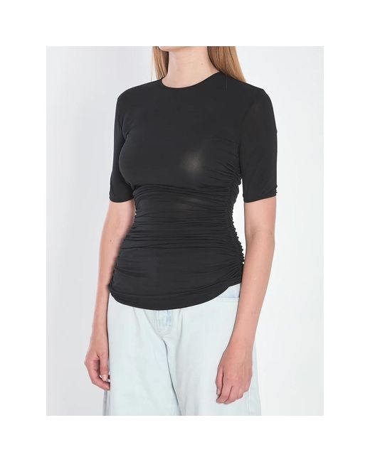 Alaïa Tops ,Zwart ,Viscose T-Shirt in het Black