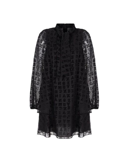 ARMANI EXCHANGE Black Schwarzes kleid mit monogrammdetail