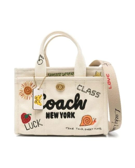 COACH Natural Cargo Tote Bag 20 With Sketch Print