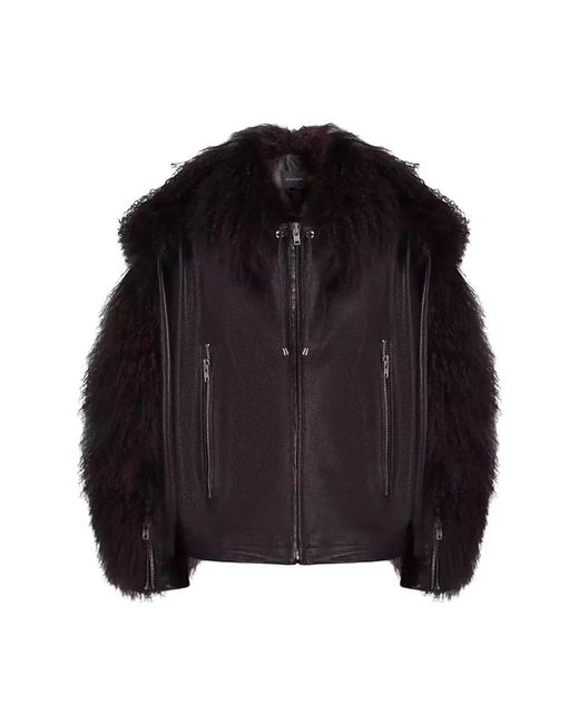 Manokhi Jassen ,Bruin ,Leer Bruine Jade Bomber Leren Jas in het Black