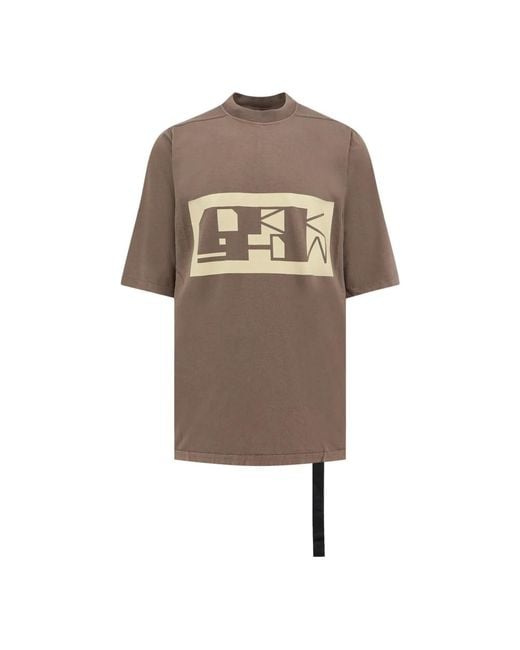 Rick Owens Graues crew-neck t-shirt mit logo-band in Brown für Herren
