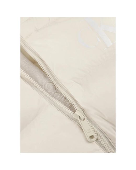 Calvin Klein Ecru Puffer Jas Ls Nylon Monogram in het Natural voor heren