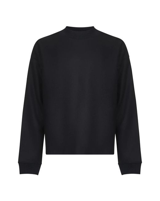 Jil Sander Hoodies & Sweatvesten ,Zwart ,Wol Blauwe Wollen Ribtrui in het Black voor heren