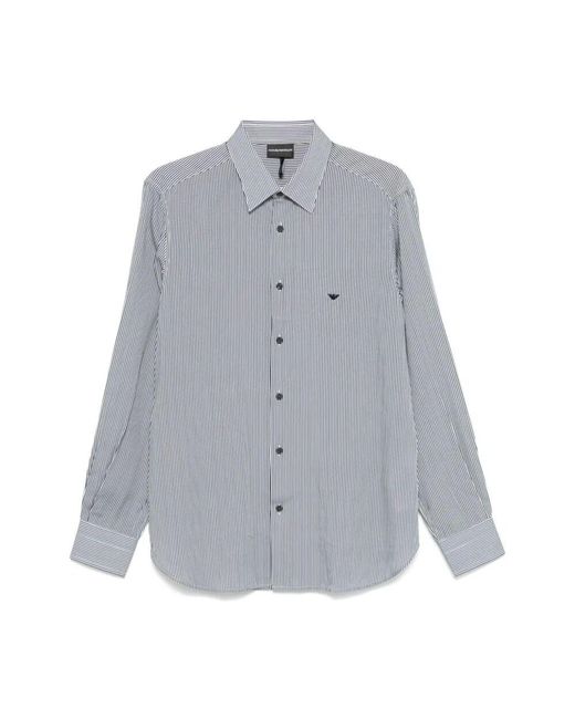 Emporio Armani Lässiges baumwollhemd für männer in Blue für Herren