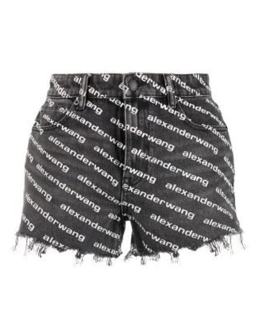 Shorts in denim grigio consumato di Alexander Wang in Gray
