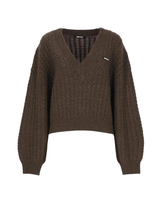 ROTATE BIRGER CHRISTENSEN Brown V-Neck Knitwear