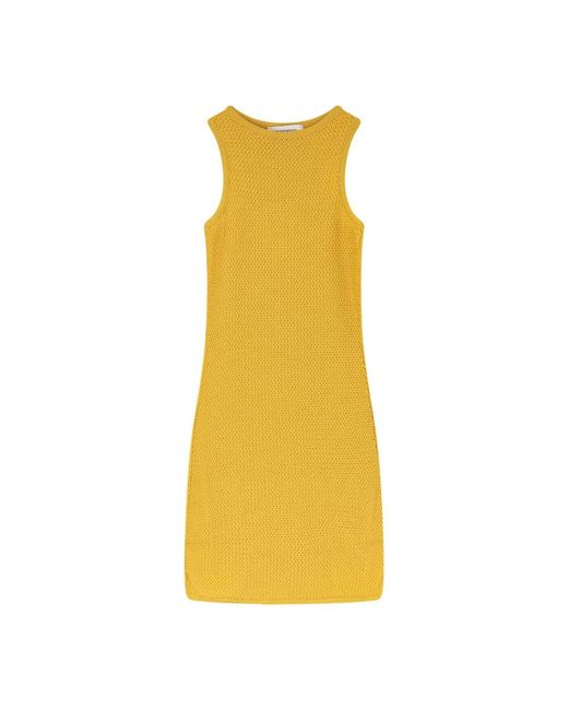 Laneus Yellow Knitted Dresses