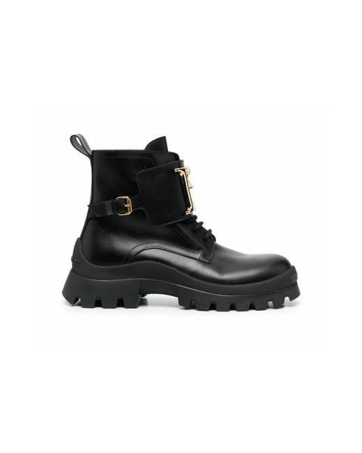 DSquared² Black Lace-Up Boots