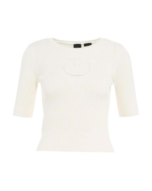 Pinko White Round-Neck Knitwear