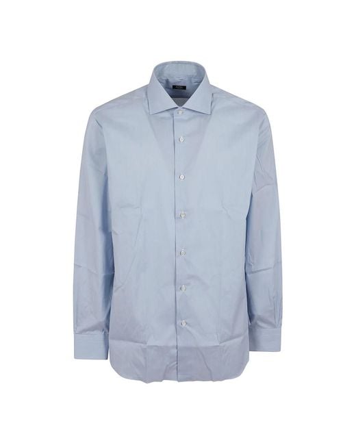 Barba Napoli Blue Formal Shirts for men