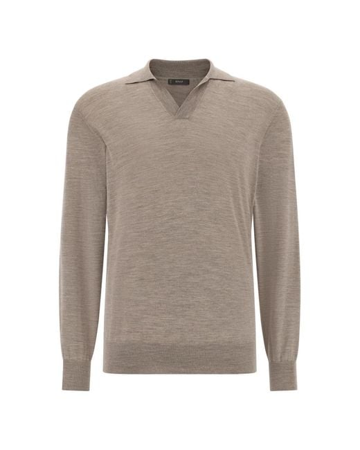 Boggi Gestricktes Poloshirt Aus Wolle, Seide Und Kaschmir in Gray für Herren