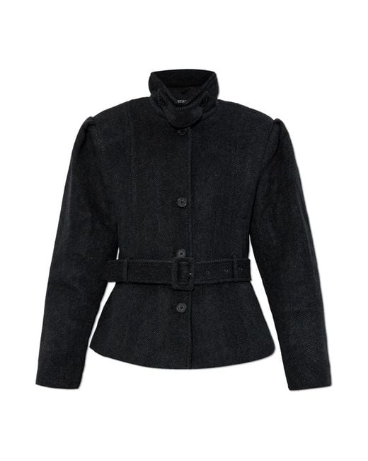 ROTATE BIRGER CHRISTENSEN Wollen Jas Met Riem in het Black