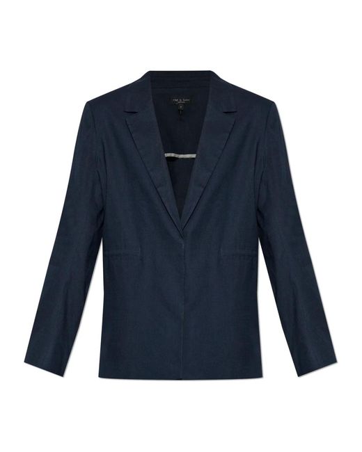 Rag & Bone Jassen ,Blauw ,Linnen Blazer Met Open Revers in het Blue