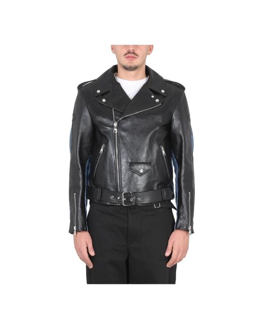 McQueen Black Leather Jackets for men