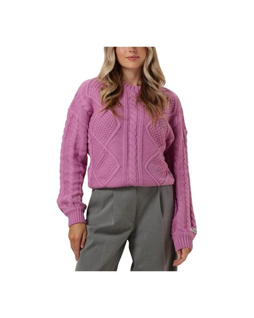Colourful Rebel Purple Olivia Cable Knitweat Sweater