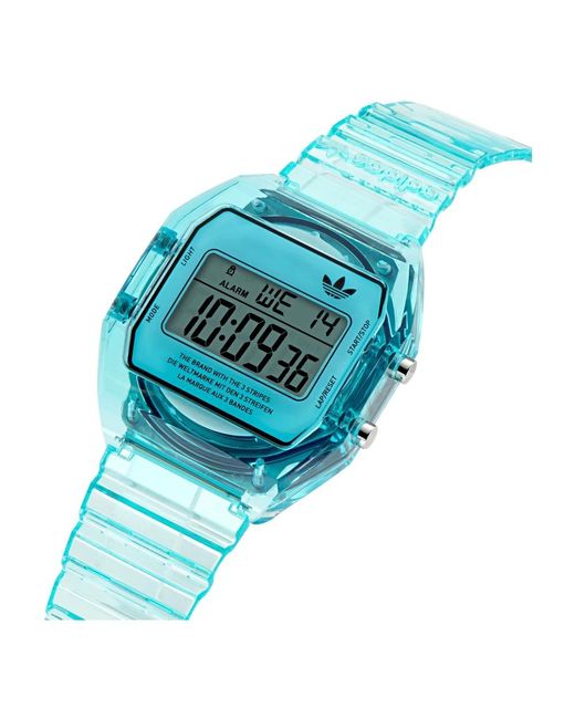Adidas Blue Digital Two Crystal Watch Aost24065 Resin