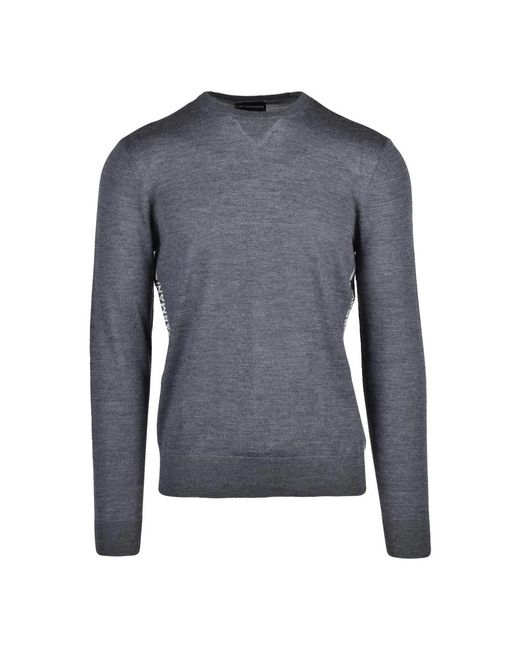 Emporio Armani Blue Round-Neck Knitwear for men