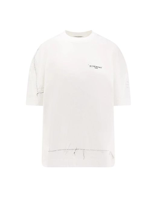Givenchy Tops ,Wit ,Katoen Logo Print Crew-Neck T-Shirts En Polos in het White
