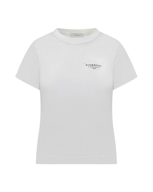 Givenchy Tops ,Wit ,Katoen Cotton T-Shirt Met Stamp-Print in het White