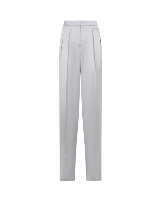 Giorgio Armani Gray Silk Satin Trousers With Double Pleats