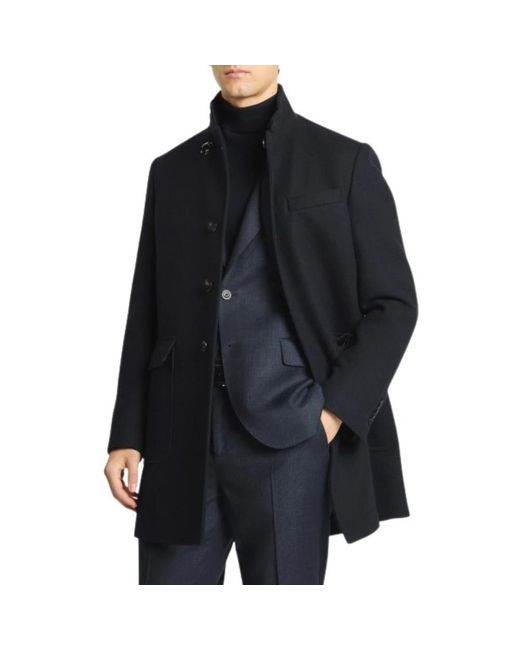 Fay Single-Breasted Coat in het Black voor heren