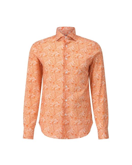 Fedeli Orange Casual Shirts for men