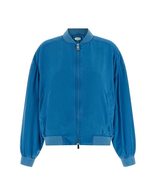 Versace Silk Poplin Zip Blouson in het Blue