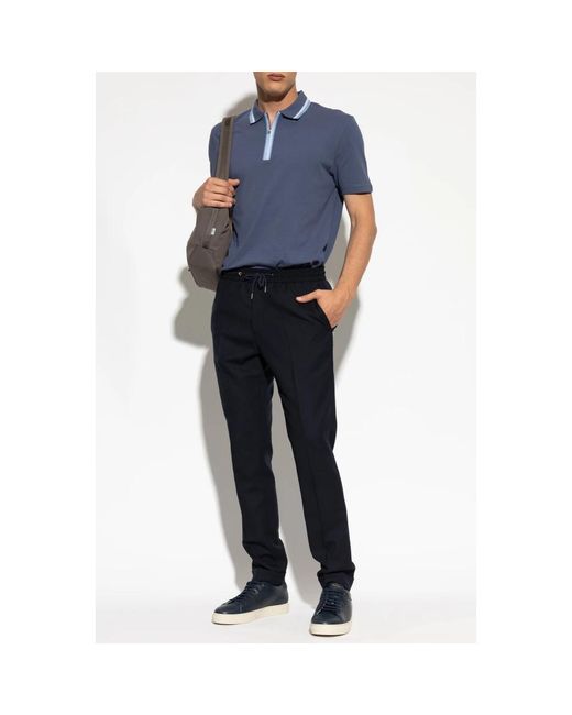 Paul Smith Quarter Zip Poloshirt in het Blue voor heren