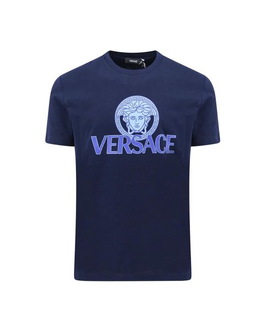 Versace T-shirt mit ikonischem print aus jersey-baumwolle in Blue für Herren