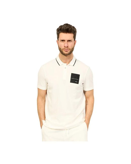 Armani Exchange White Polo Shirts for men