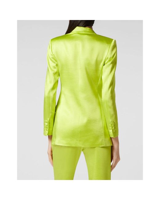 Philipp Plein Satin Dandy Blazer in het Green
