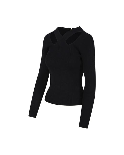 Michael Kors Black Edgy criss cross cutout sweater